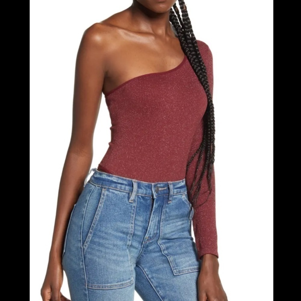 NWT - One-Shoulder Long Sleeve Thong Bodysuit BDG